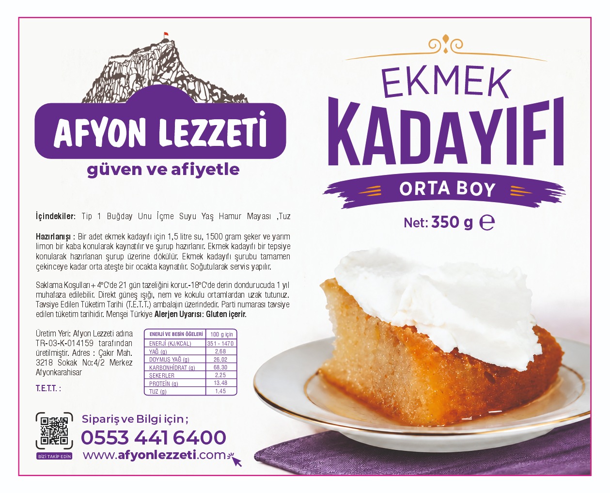 Afyon Lezzetl Ekmek Kadayıfı Orta Boy 350 gr - 2